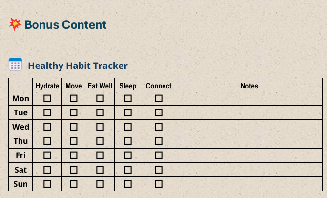 Healthy habit tracker sheet